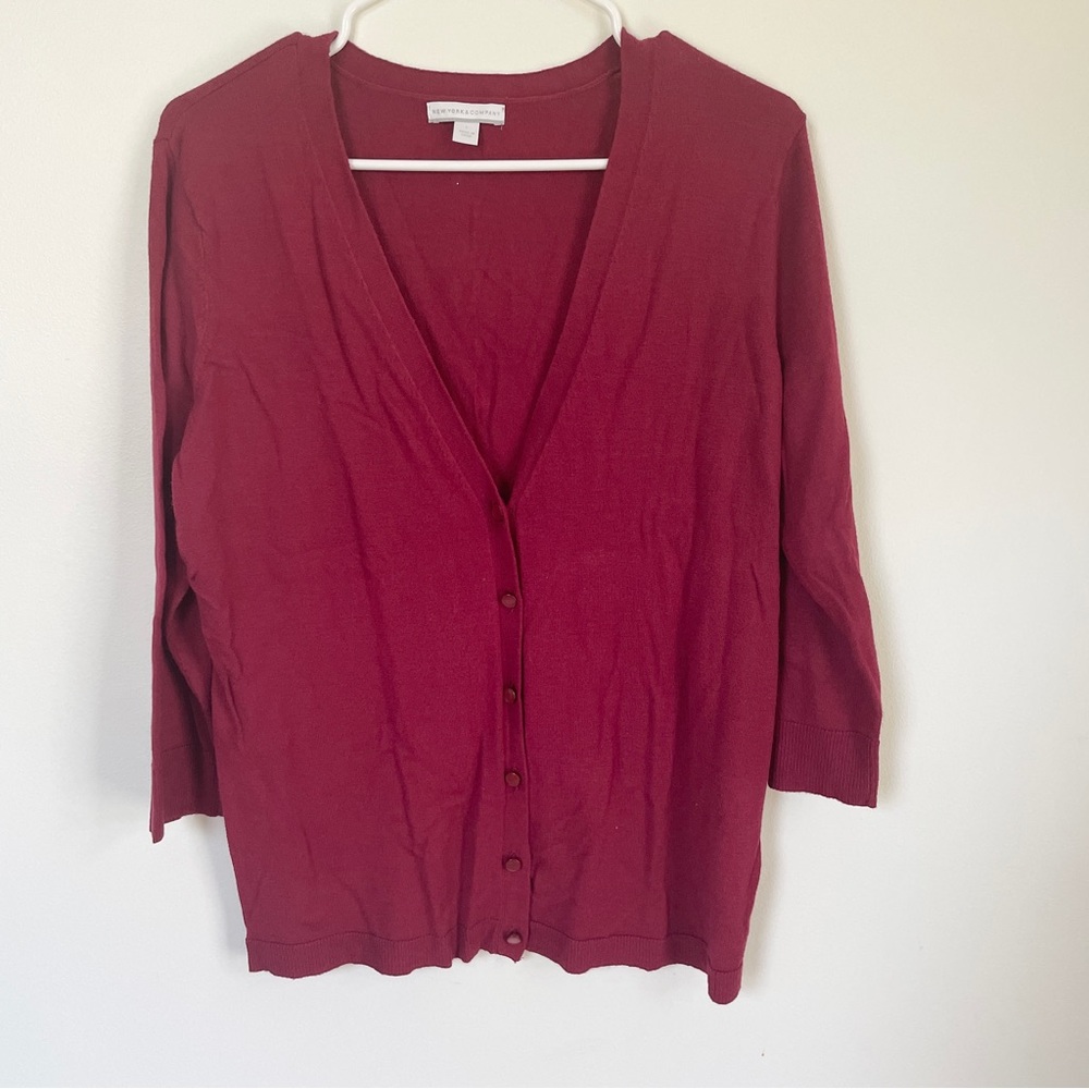 New York & Company Deep Red Cardigan